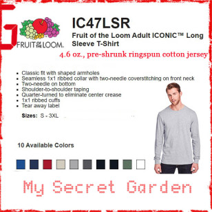Fruit of the Loom IC47LSR Adult ICONIC 4.6 oz. Men Long Sleeve Jersey T Shirt (Special Order)
